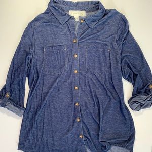 XL Stretchy denim button up